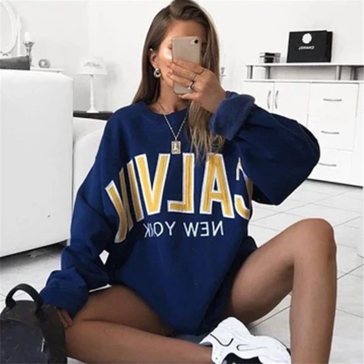 Long Sleeve Casual Letter Print Pullover Sweatshirt