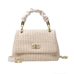 Fashion Fold Handbag Bag Woven Straw Bag Popular Holiday Beach Bag Fashion fold handbag bag woven straw bag popular holiday beach bag - Beige - View 1