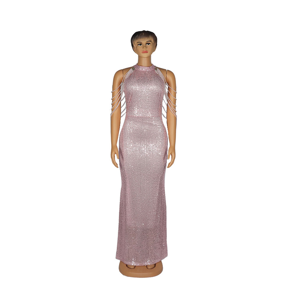 African Ladies' Quality High Stretch Sequin Mermaid Dress Pink - Shop at LoveMi