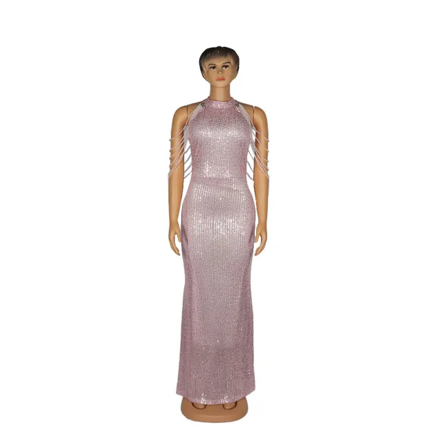 African Ladies' Quality High Stretch Sequin Mermaid Dress Pink - Shop at LoveMi
