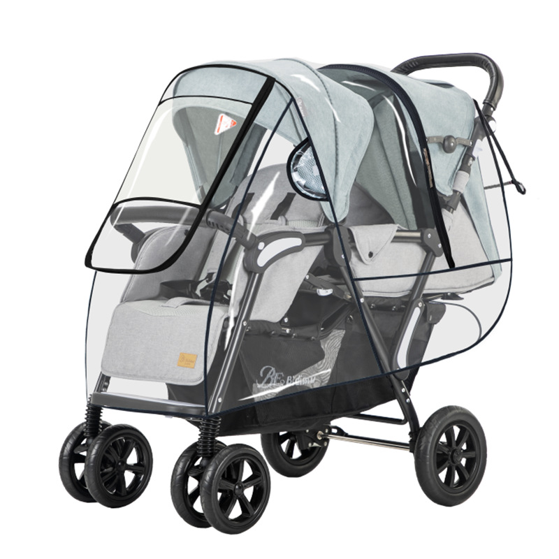 Rain Cover For Twin Stroller In Front And Rear Seats — foto 5