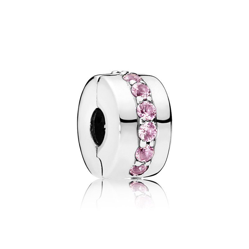 Sterling Silver Beads With Diamond Positioning Clip Buckle Bracelet Accessories