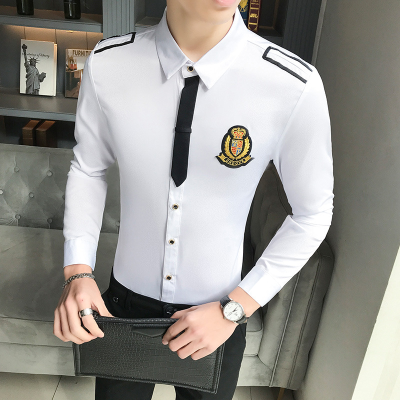 Autumn Men's Long-Sleeved Shirt Hairdresser Barber Shop Nightclub Bar KTV Staff Work Clothes Shirt Shirt