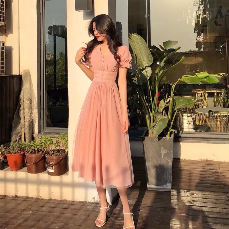 V-Neck Lace Mesh Midi Dress, picture 2 of 5