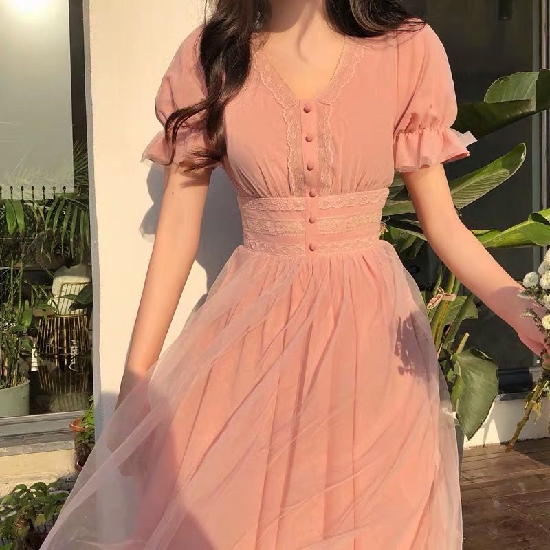 V-Neck Lace Mesh Midi Dress, picture 5 of 5
