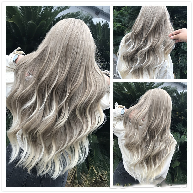 Косая челка для восстановления лица и вьющихся волос, набор реалистичных пушистых длинных вьющихся париков из высокотемпературного шелка