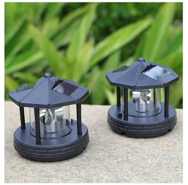 Solar Rotating Lighthouse Outdoor Courtyard Garden Lawn
