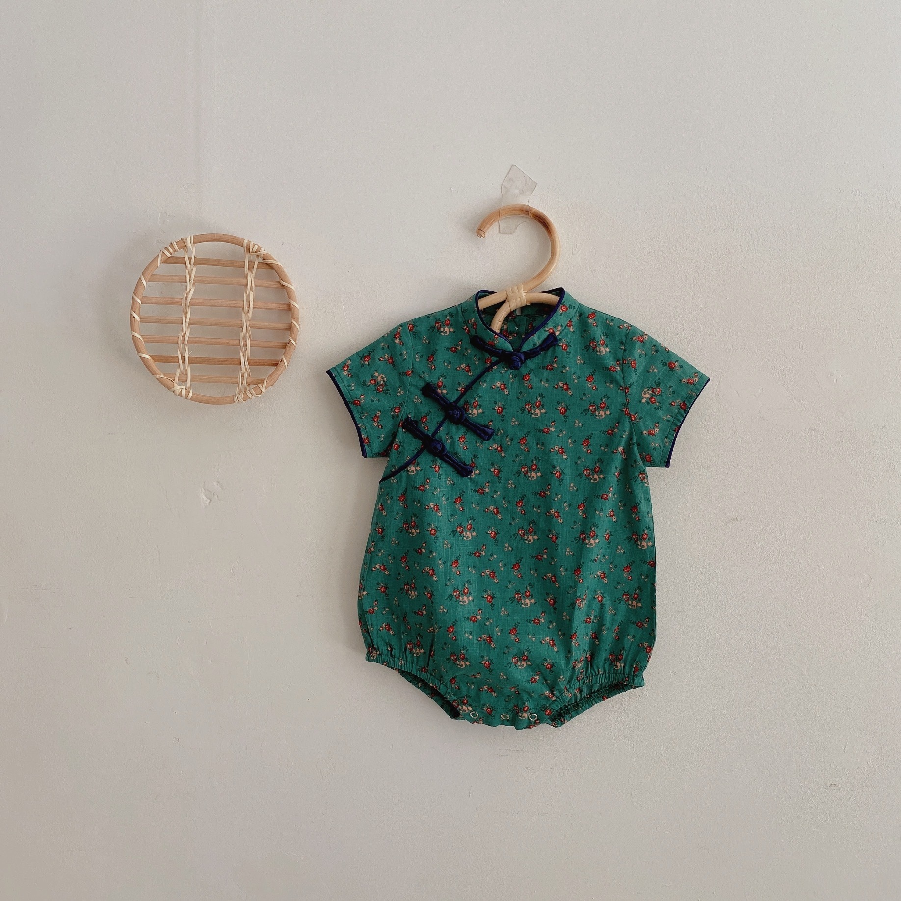 Chinese Style Baby Romper Baby Floral Bag Fart Dress Cheongsam Triangle Romper