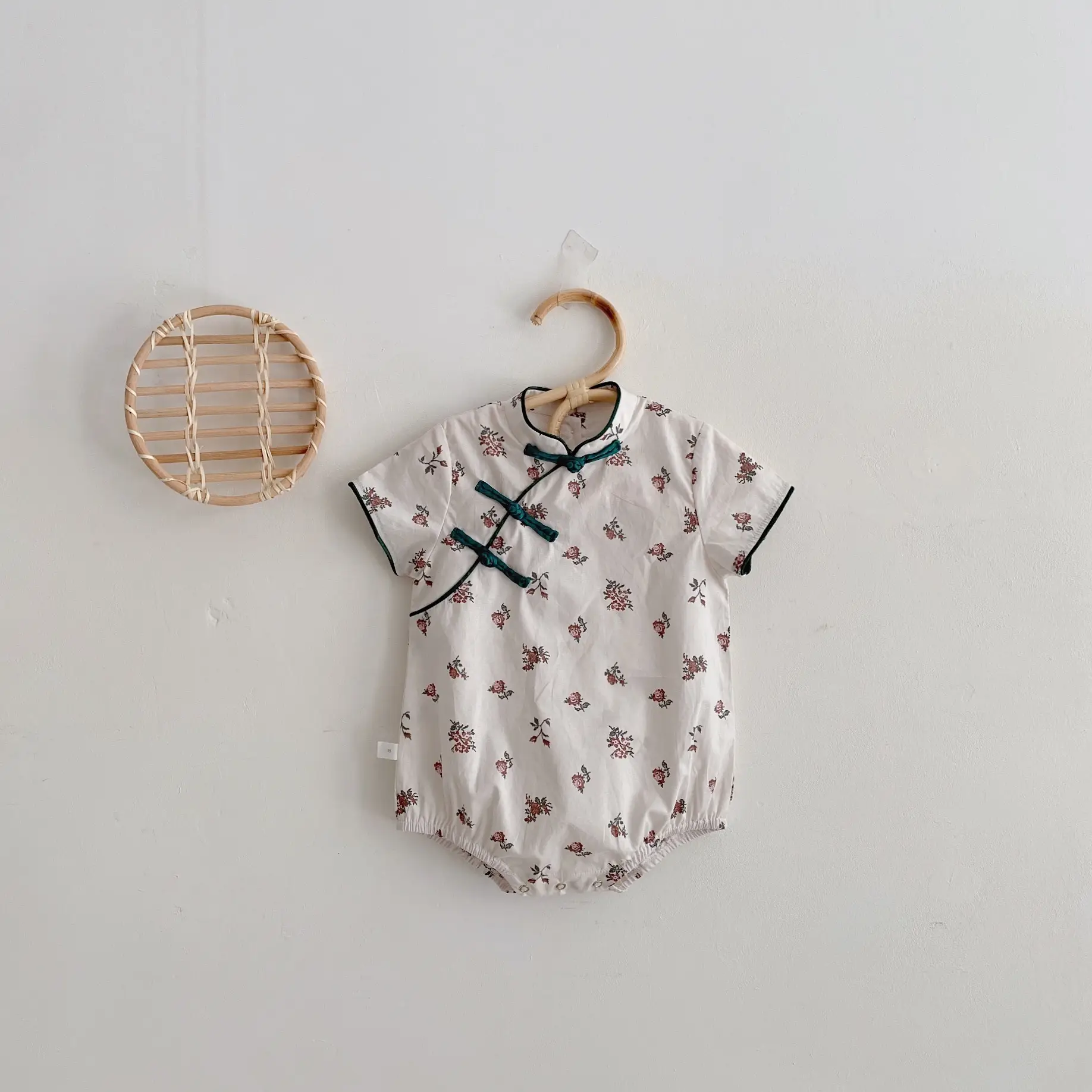 Chinese Style Baby Romper Baby Floral Bag Fart Dress Cheongsam Triangle Romper