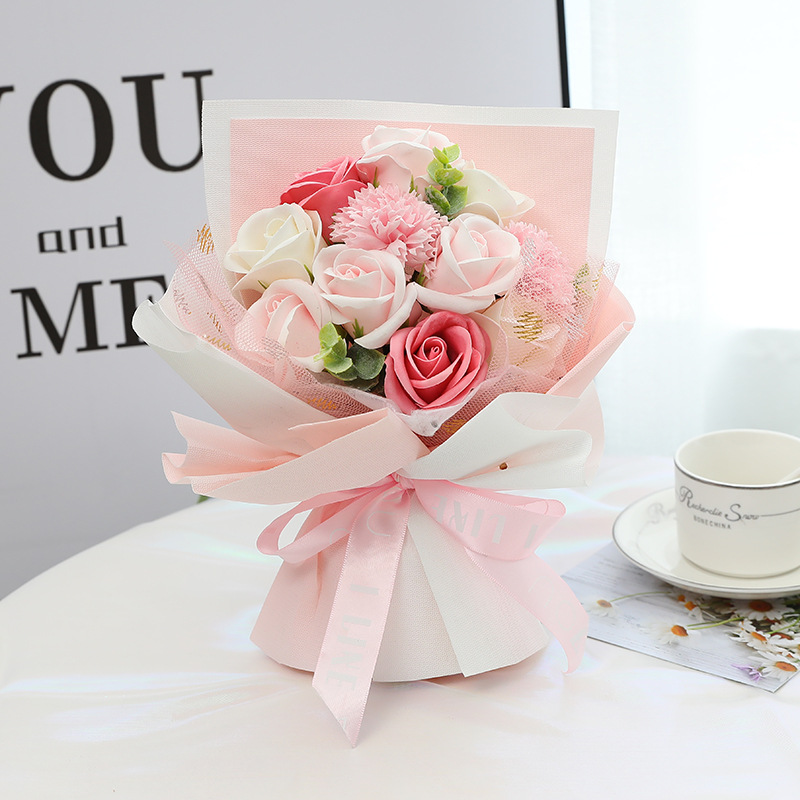 Holding flowers pink