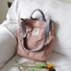 Korean Art Canvas Shoulder Bag Handbag Foreign Trade Simple Small Messenger Bag Casual Cloth Bag Shopping Bag - Pink - View 1