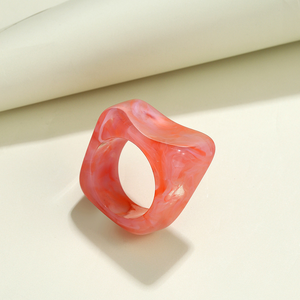 Cross-Border Europe, America And South Korea Ins Tide Irregular Ring Female Retro Sense Ring Net Celebrity Personality Pull Finger Resin Ring