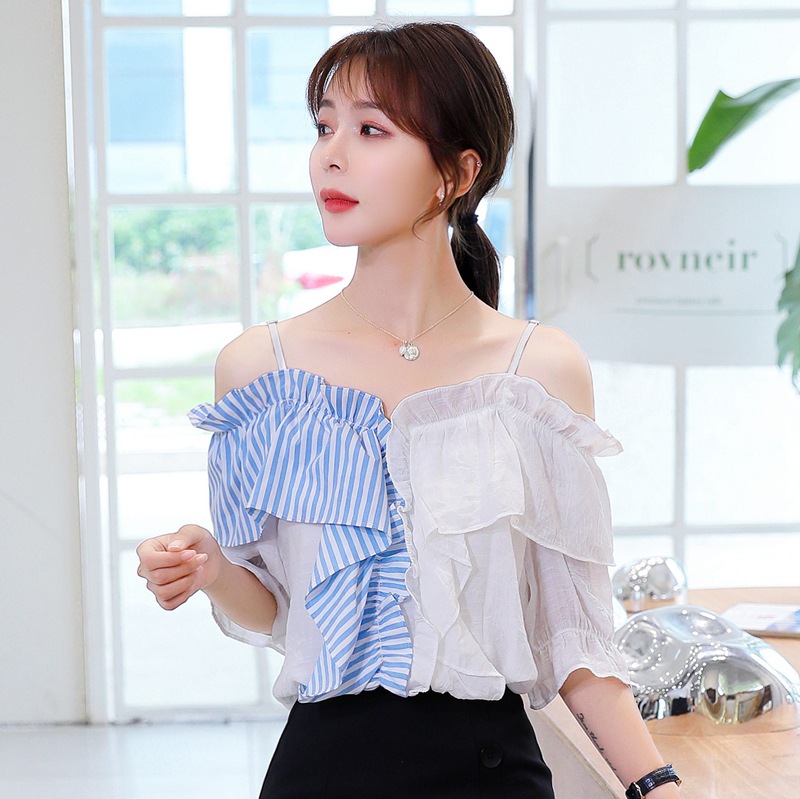 Summer Korean Style Strapless Clavicle Short Sleeve Western Style Sling