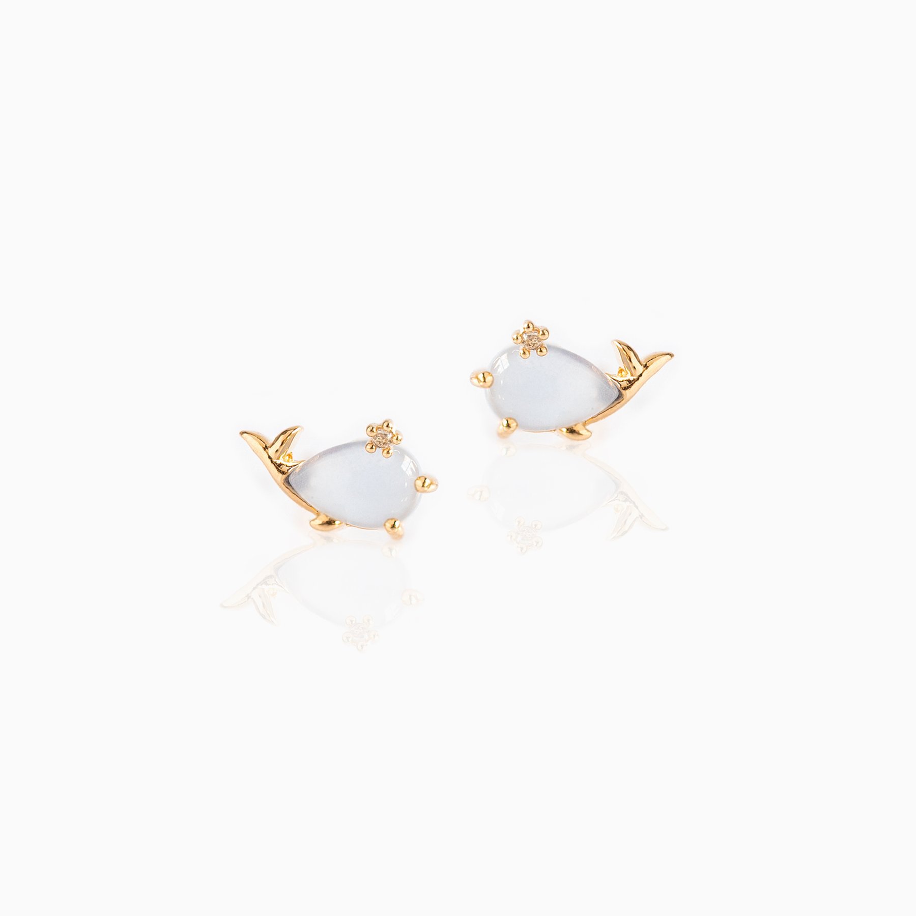 Ocean Series Earrings Seabed Small Animal Jewelry Real Gold-plated Zircon Cute Earrings