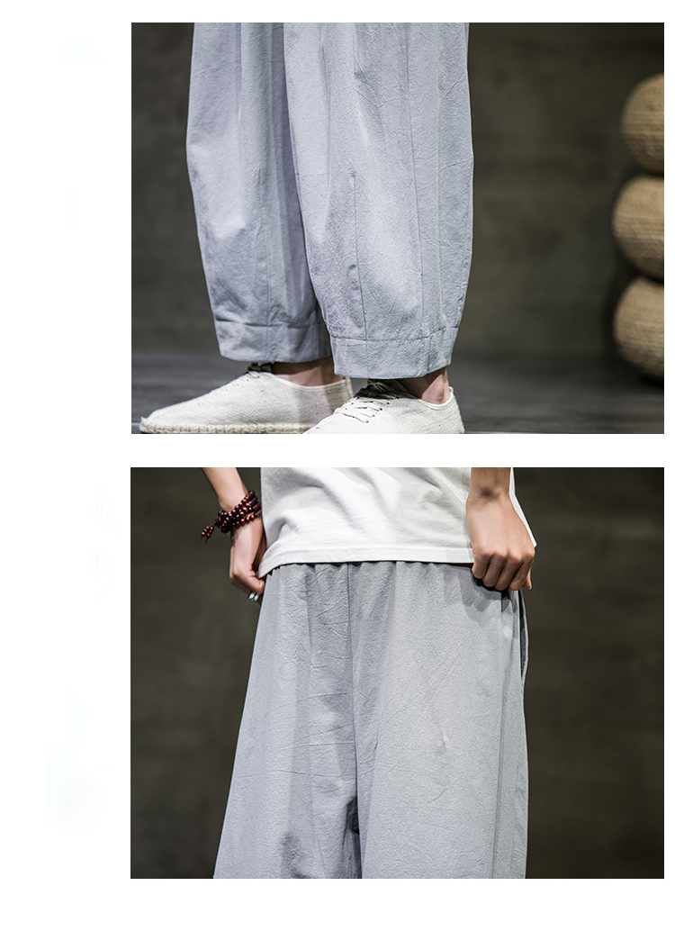 Title 7, Bloomers cropped uomo in cotone e lino. Fresche...