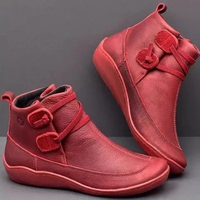 Lun Wind Snow Shoes Martin Boots Ladies Red - Shop at LoveMi