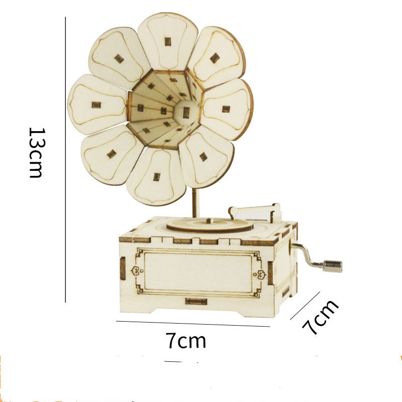 Wooden music box with sounding music box (a)