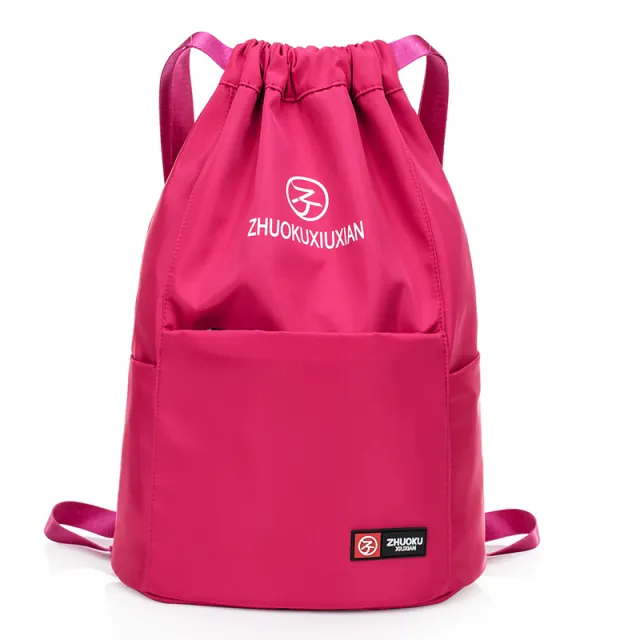 New Oxford Cloth Drawstring Drawstring Pocket Backpack Rose - Shop at LoveMi