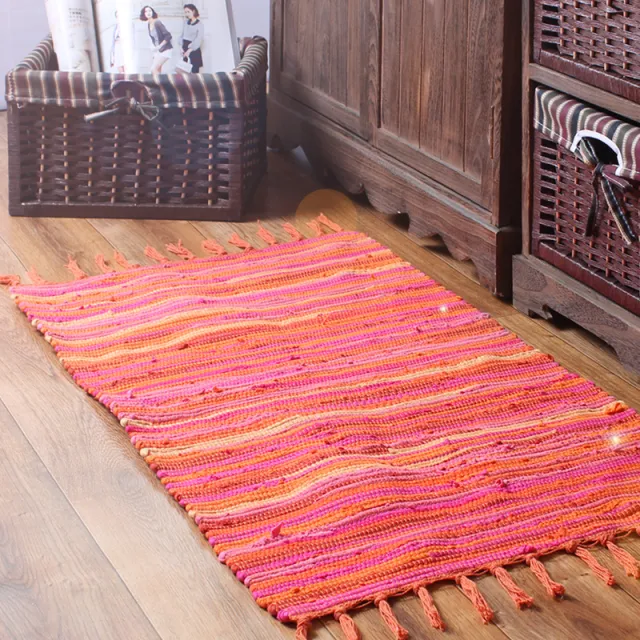 Knitted Pure Cotton Long Strips Of Cloth Table cushions, Ethnic Style Sofa Cushions Orange - Shop at LoveMi