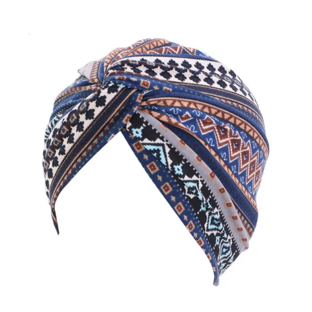 Chemo Beanie Headwear Hat Super Soft Cotton Feel Style Ethnic Navy - Shop at LoveMi
