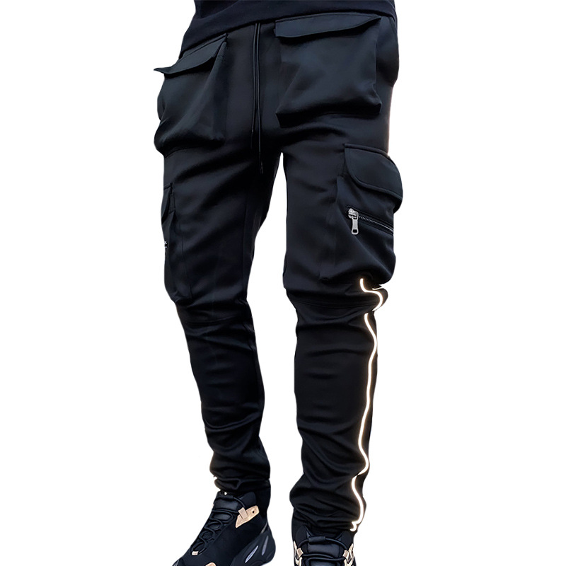 Sports Pants Men's Casual Pants Trendy Brand Loose Straight Reflective