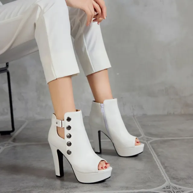New White Ladies Platform Zipper Shoe Sexy High Heel Fish White - Shop at LoveMi