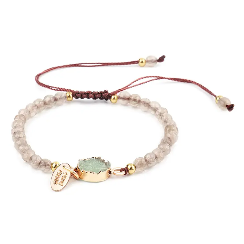 New Jewelry 4Mm Faceted Stone Bracelet Hand-Woven
