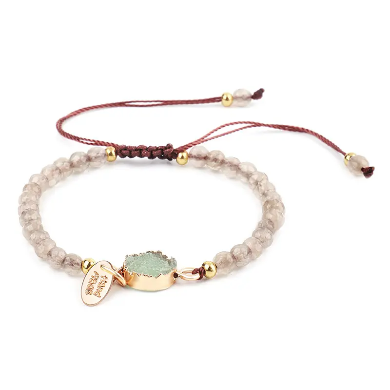 New Jewelry 4Mm Faceted Stone Bracelet Hand-Woven