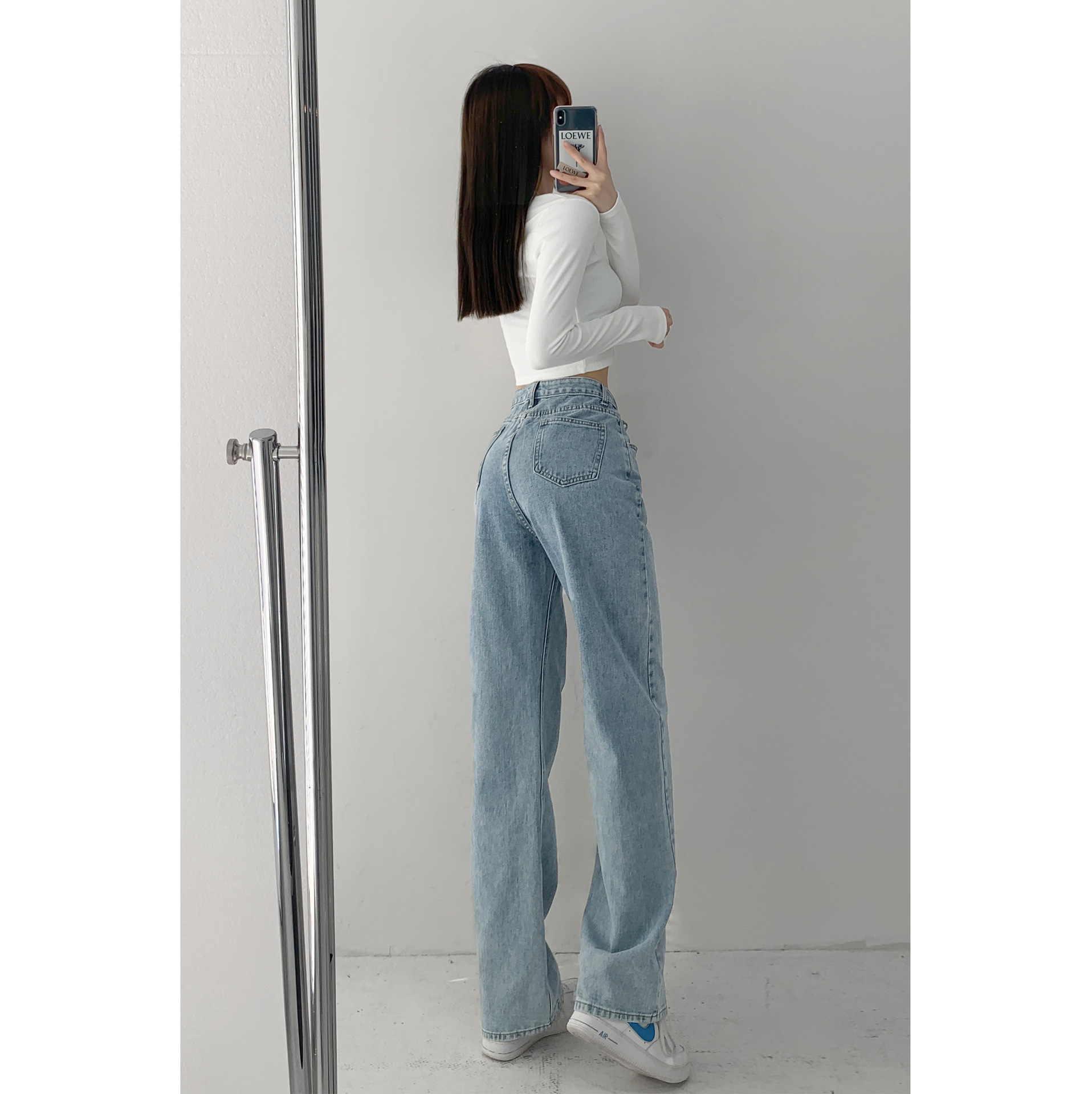 Loose Mopping Trousers With High Waist Drape
