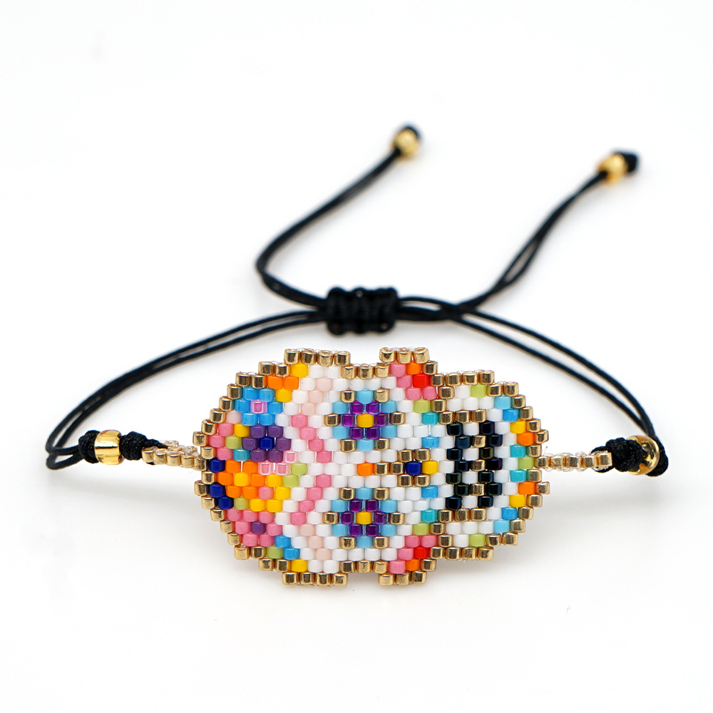 Cross-Border Jewelry Source Of European And American Personality Punk Skull Ethnic Miyuki Beaded Rice Bead Woven Bracelet