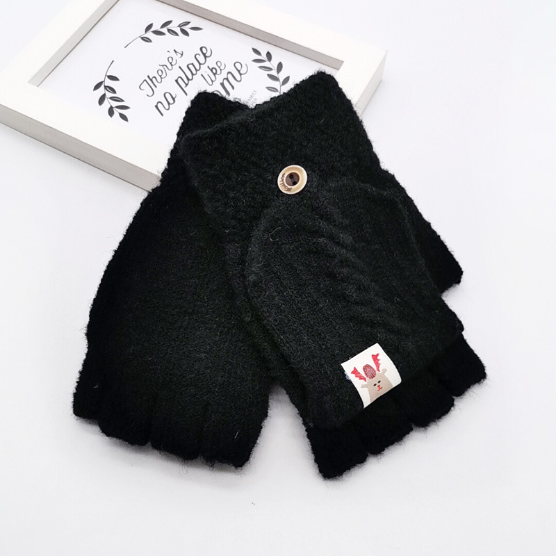 Children's Flip-Finger Knitted Woolen Gloves