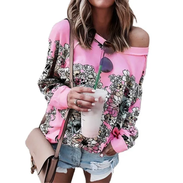 Printed Long Sleeve Sweatshirt Jacket Women Pink - Shop at LoveMi