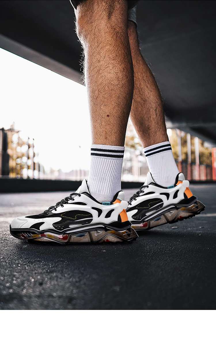 Low Cut Color Matching Flying Woven Breathable Sports Casual Running Korean Style Trendy Shoes Old Popcorn Soles