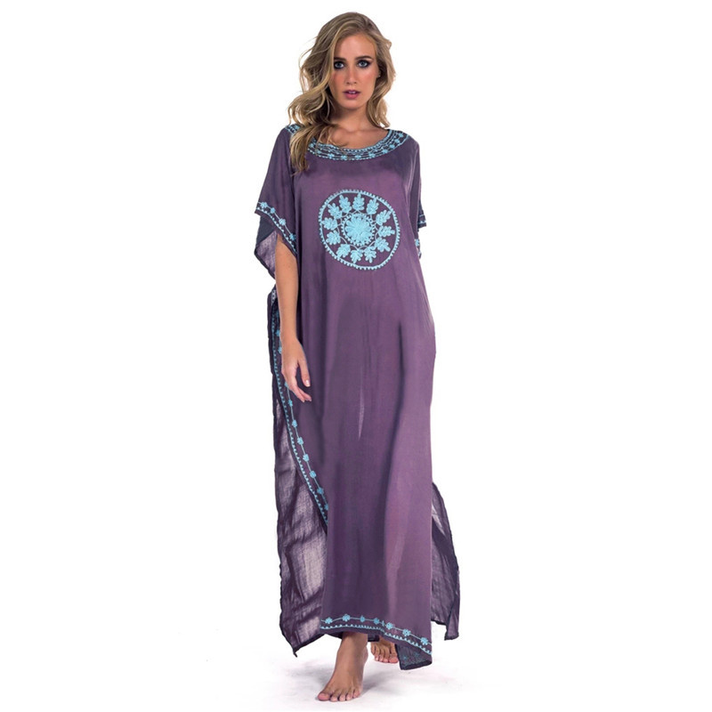 Title 1, Embroidery Cotton Beach Cover Up Saida De Praia...