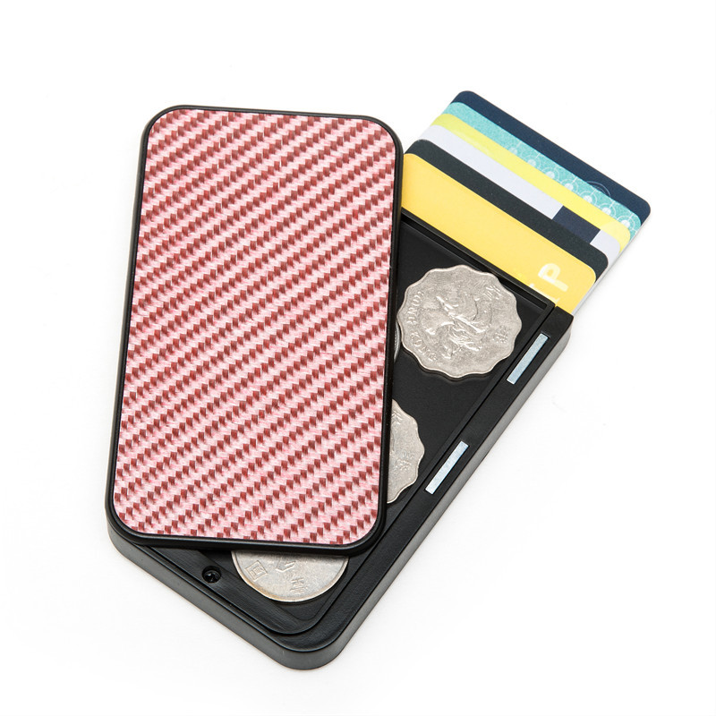 Carbon Fiber Pattern Anti Theft Swipe Credit Card Box Red - Shop at LoveMi