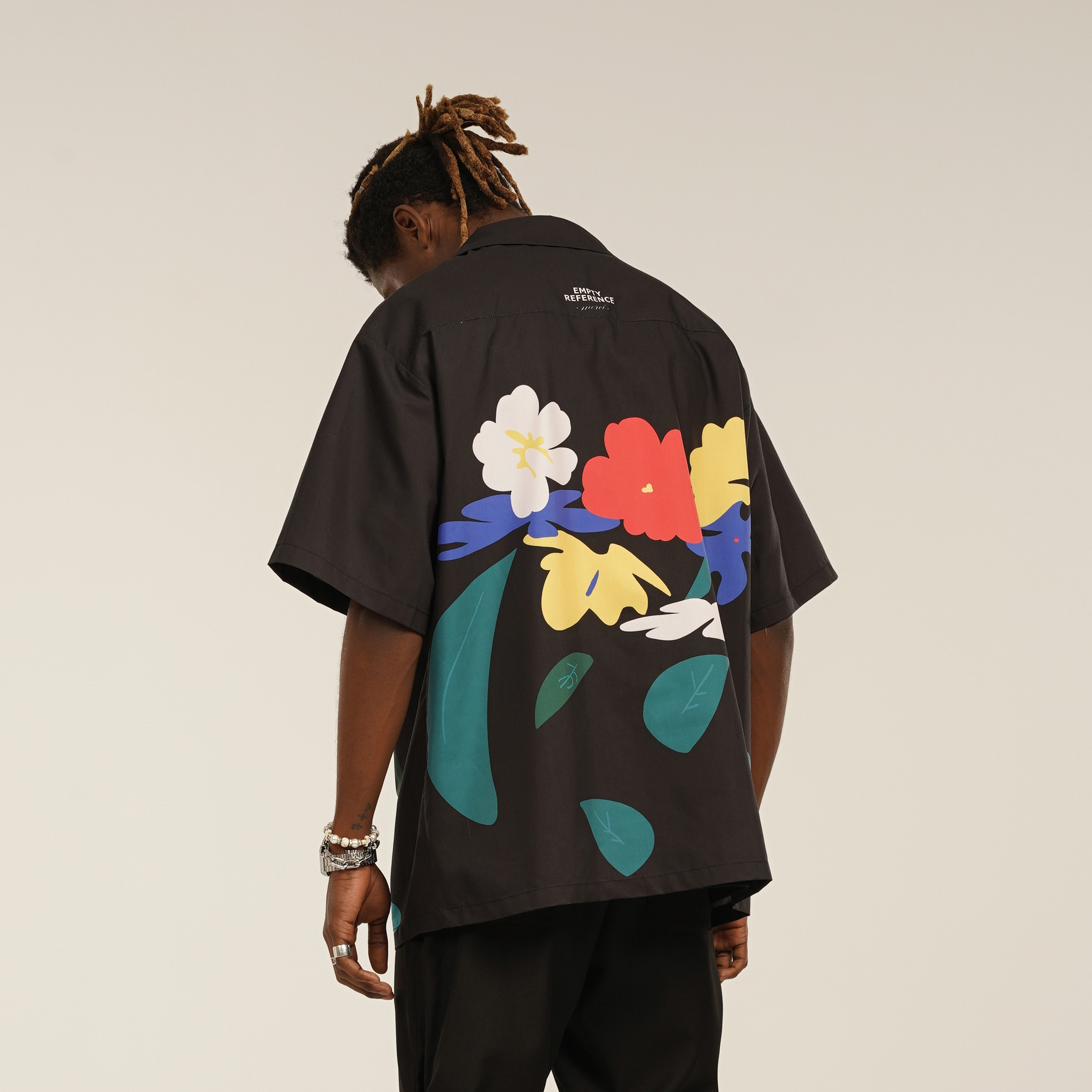 Two color Short Sleeved Lining With Ribbon Dance Flower Print