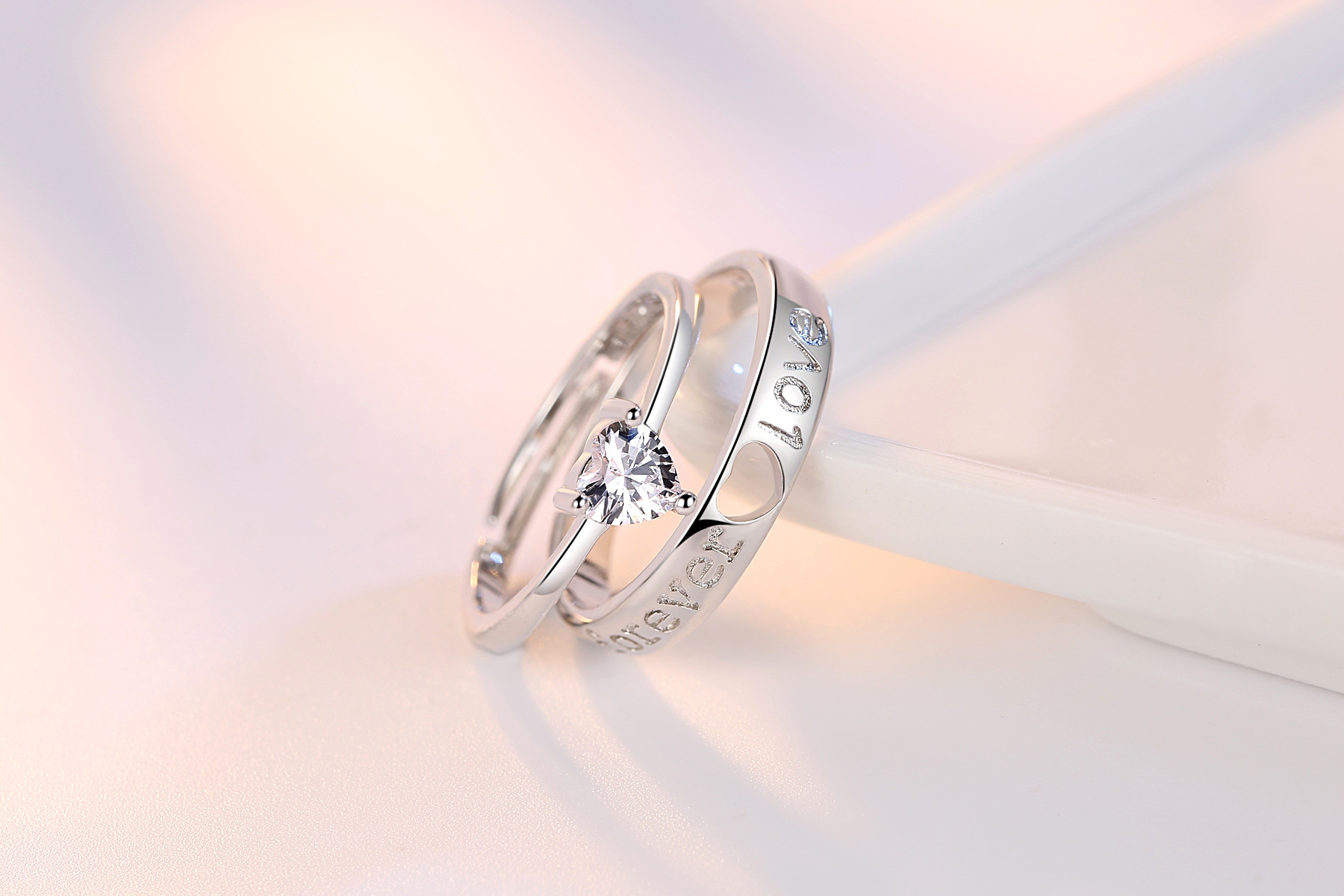 Love Heart-Shaped Eternal Opening Couple Tanabata Gift Ring