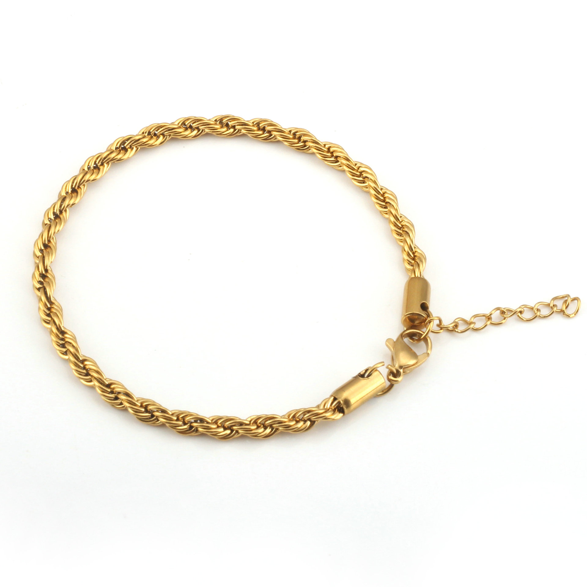Titanium Steel Stainless Steel Men's Bracelet Cross-border Hot Sale Vacuum Plating 18K Gold Intertwined Gold Twist Chain Men's Bracelet