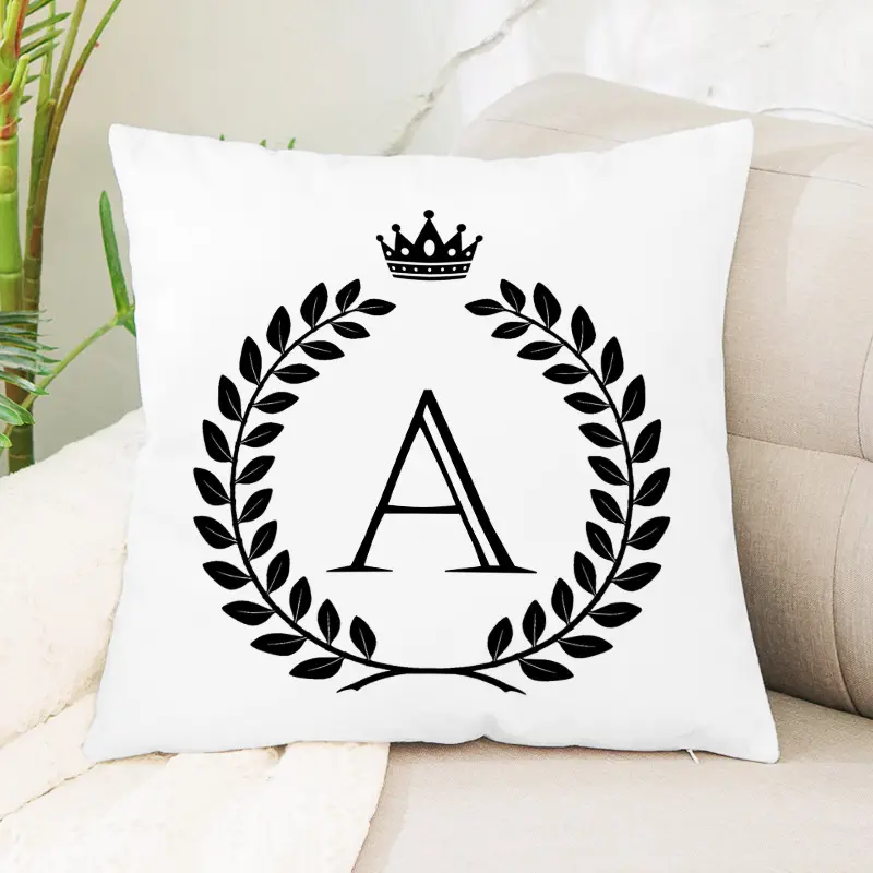 English Letter Flannel Throw Pillow Office Home