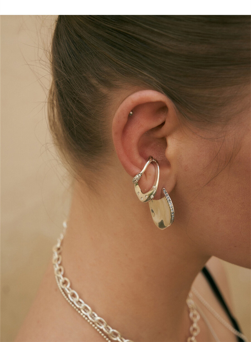 Personality Micro Diamond Fake Earrings Non-pierced Female Korean Ear Clip