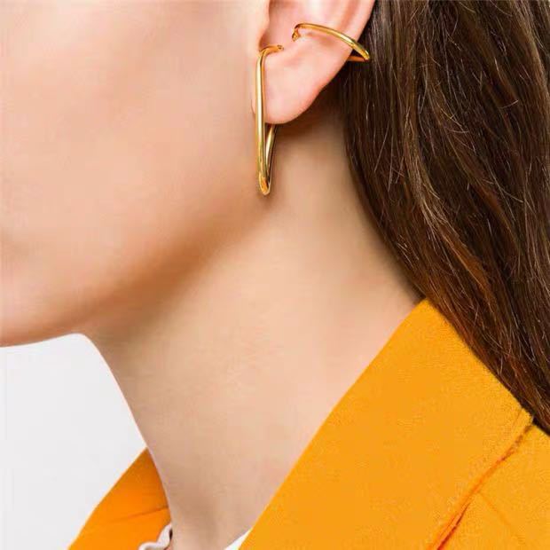 Jewelry Manufacturer Ins Popular Modern Creative Designer Style Earring Ear Clip European And American Net Red Same Original Line Earrings