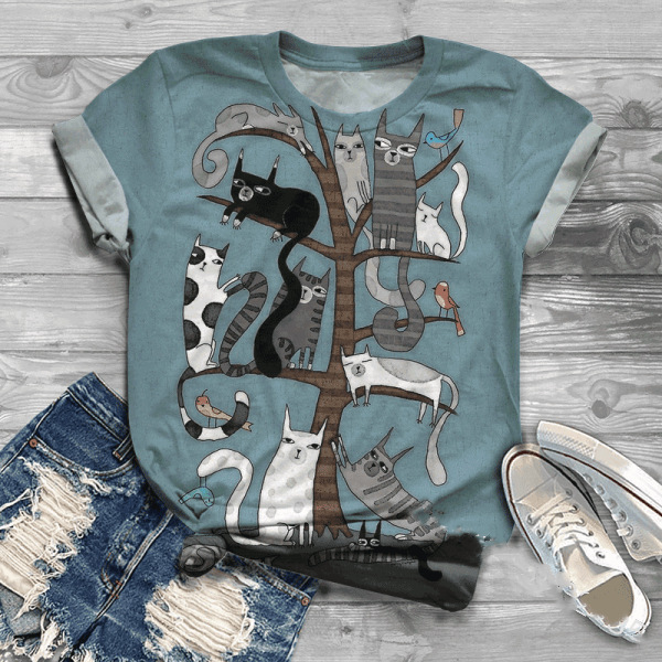 Cartoon 3D Digital Printing Casual Short Sleeve