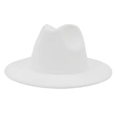 Black Minimalist Woolen Flat Brimmed Jazz Hat With Large Brim