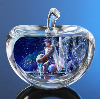 Crystal Zodiac Sign Glass Constellation Apple Paperweight