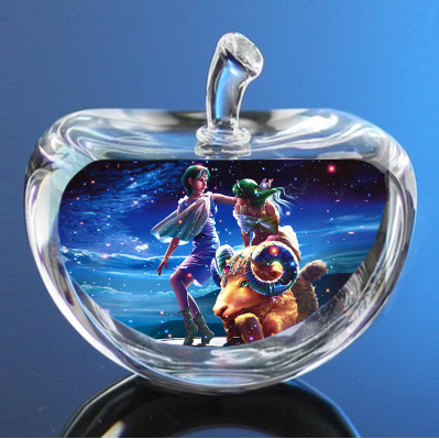 Crystal Zodiac Sign Glass Constellation Apple Paperweight