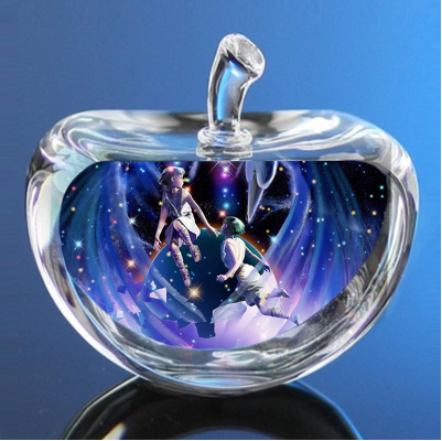 Crystal Zodiac Sign Glass Constellation Apple Paperweight