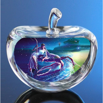 Crystal Zodiac Sign Glass Constellation Apple Paperweight
