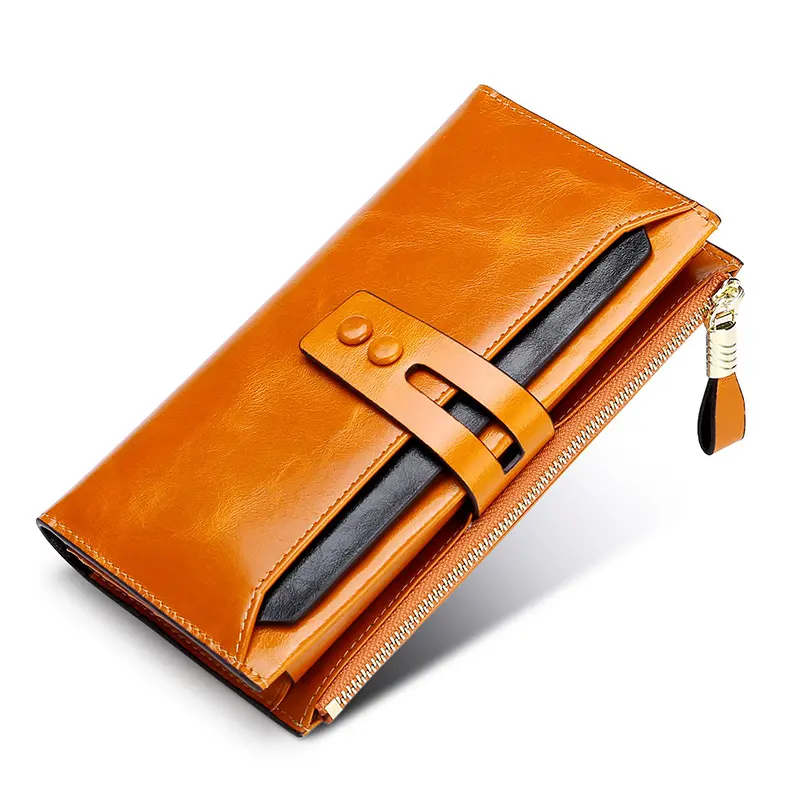 Manufacturers Women'S Wallets Multi Card Buckle Long Oil Wax