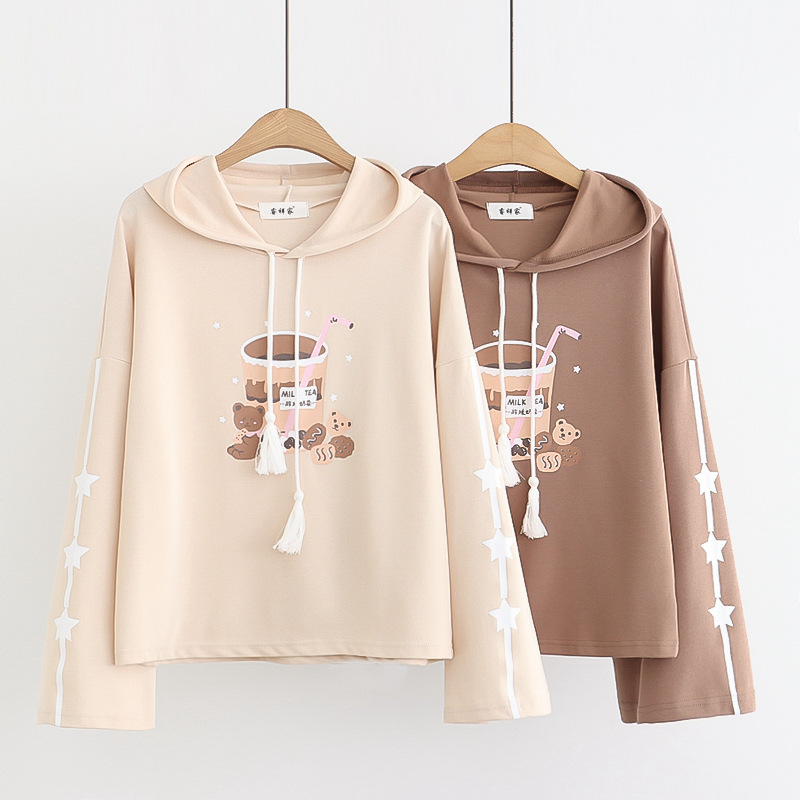 Japanese Spring And Autumn Clothing Cute Three-Dimensional Cat Sweater Student Girl Thin Long-Sleeved Hoodie Pullover