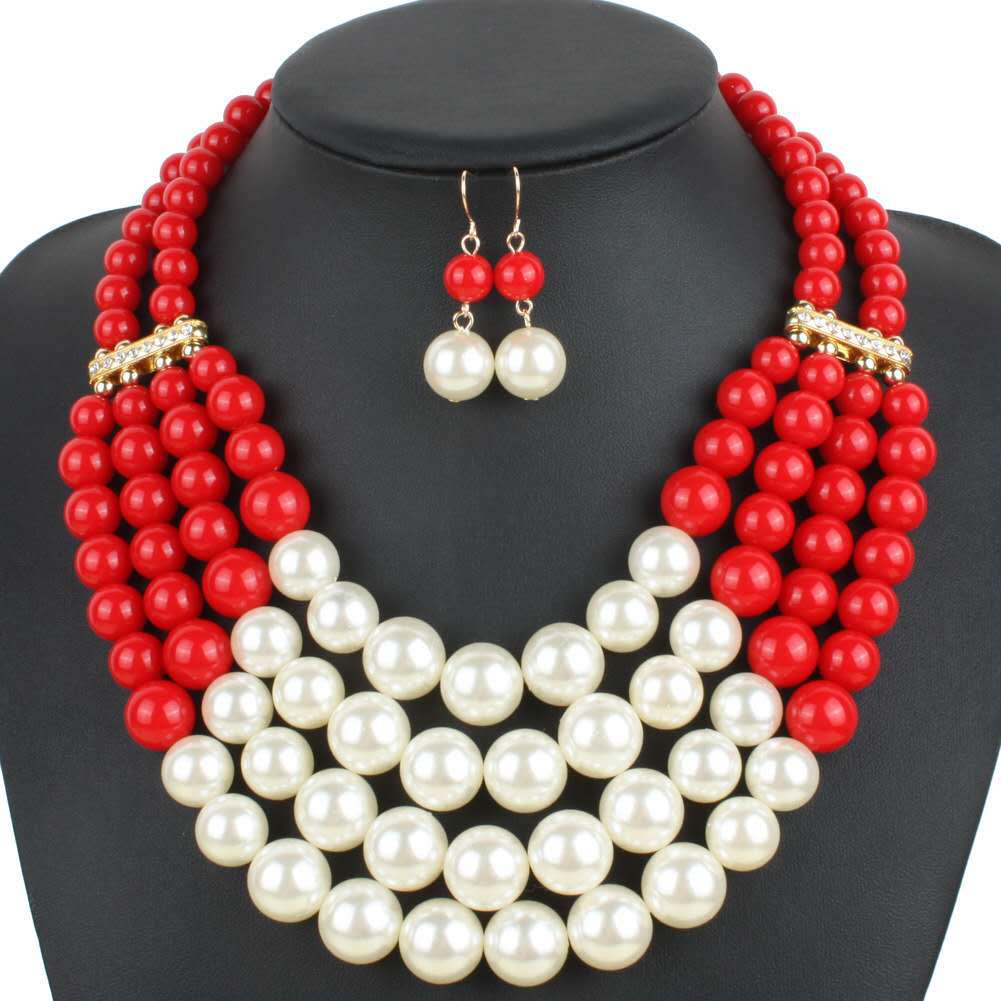 European And American Fashion Jewelry Commuter Temperament Multilayer Pearl Necklace Multicolor Pearl Necklace Lady Clavicle Chain
